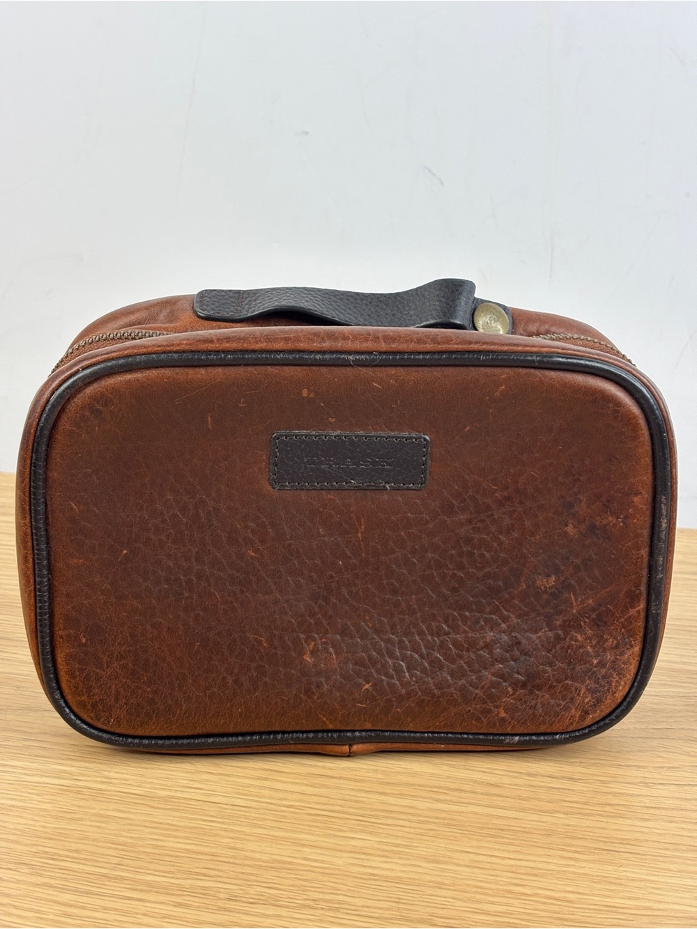 Vintage Trask Men’s Distressed Leather Toiletry Bag